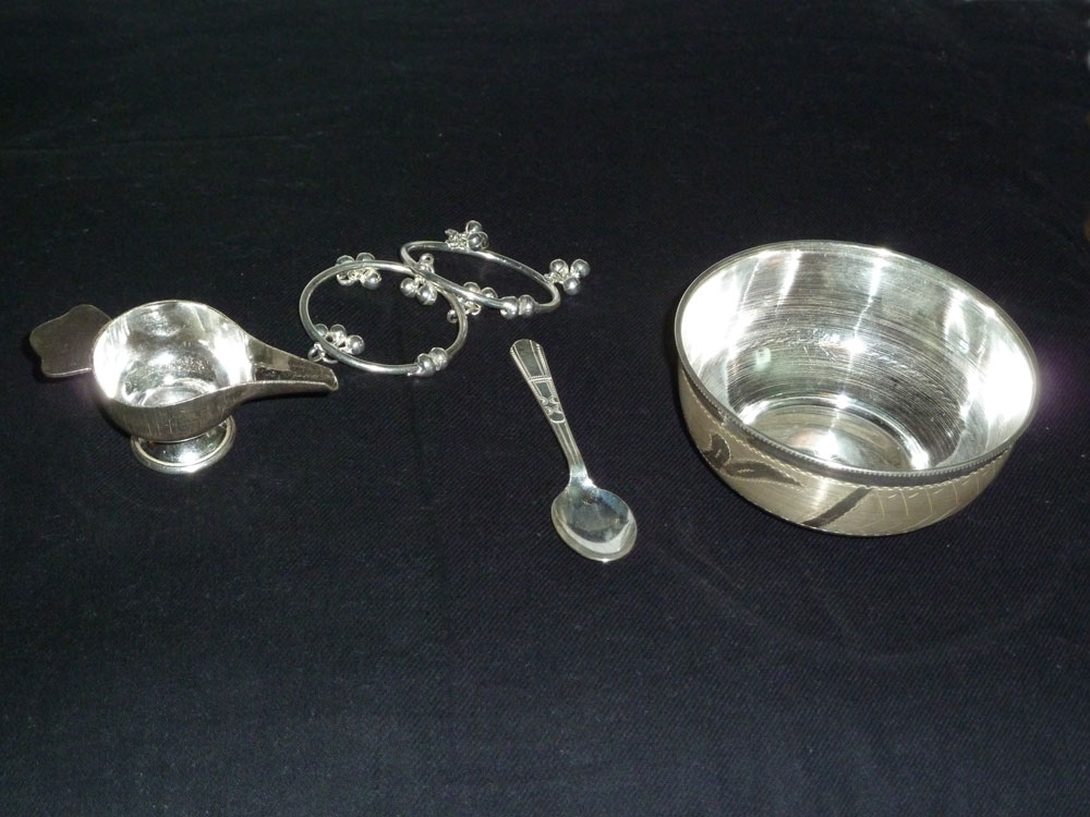 baby silver cup and spoon set