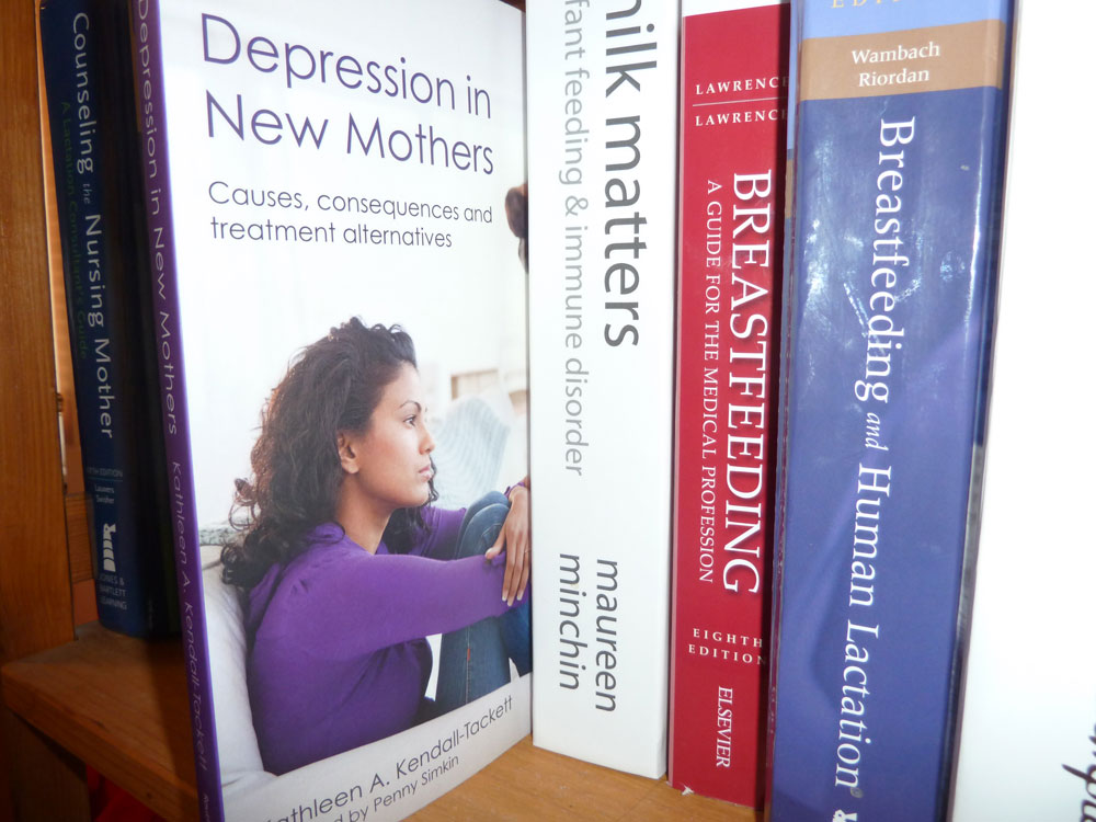 book Depression in New Mothers on a book shelf
