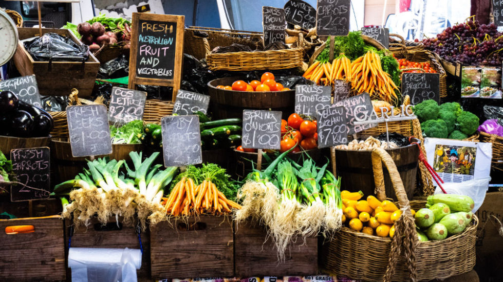 display of vegetables in market