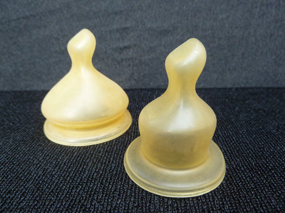 two sizes of latex teat